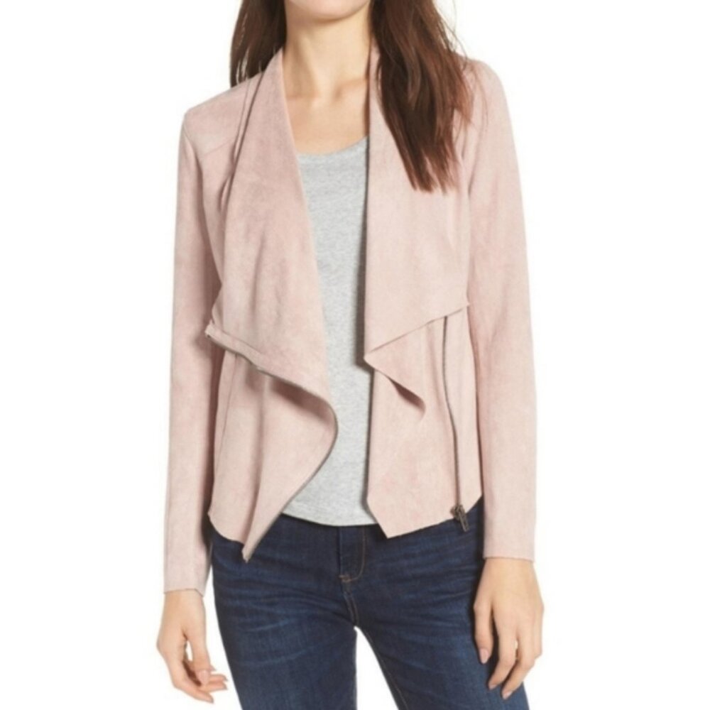 Blank NYC Pink Moto Jacket - Size Medium (Faux Suede)